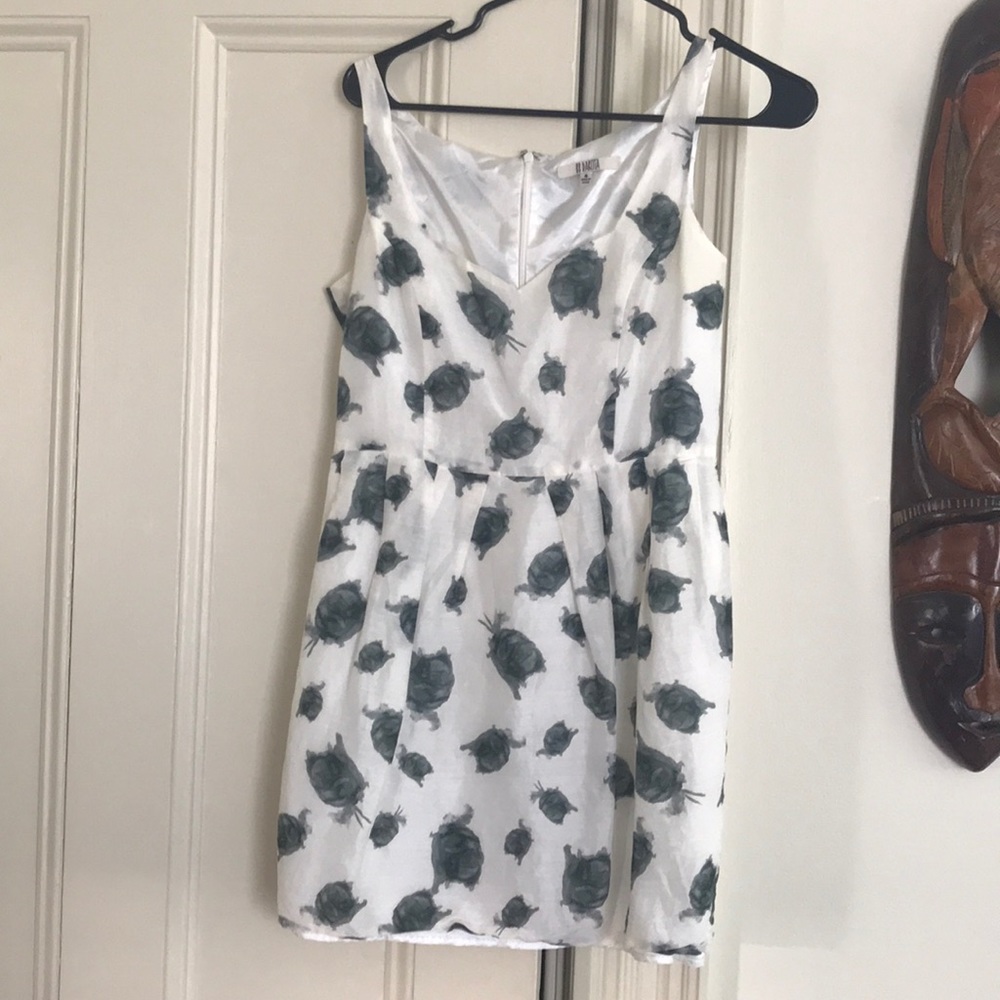 White and Gray rose printed white satin dress